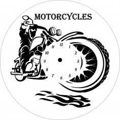 Motorcycle Clock Laser Cut Free Vector
