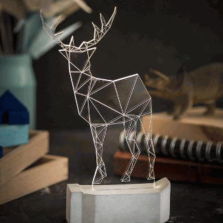 Laser Cut Modern Christmas Reindeer Lamp Geometric Deer Night Light Free Vector