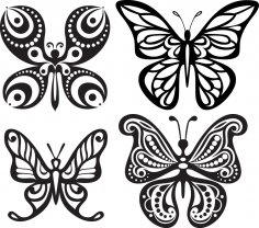 Butterfly Tattoo Silhouettes Free Vector
