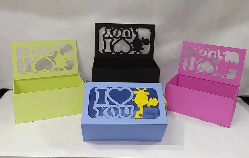 Laser Cut Cute Gift Box With Lid DXF File Free Download - 3axis.co - 3D model önizlemesi
