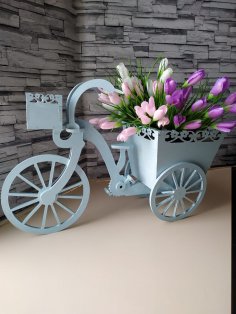 Laser Cut Tricycle Flower Basket Free Vector