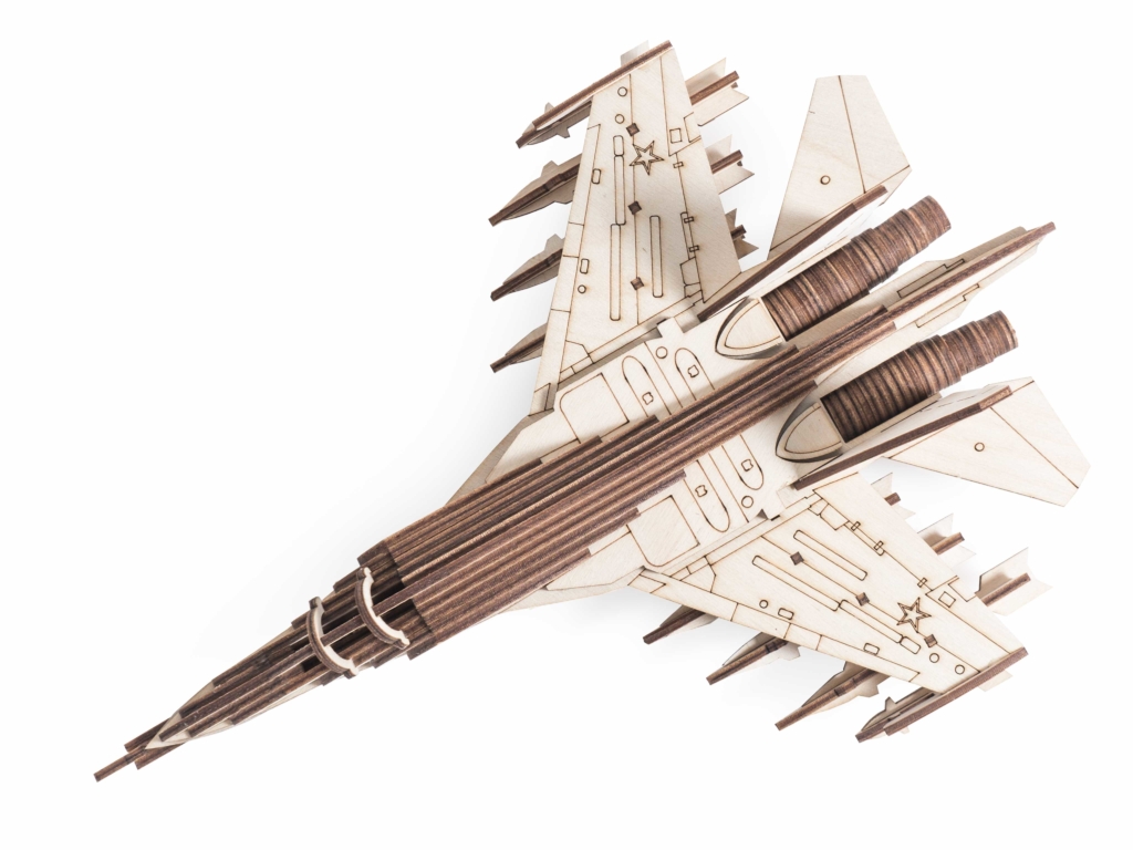 Laser Cut Wooden Fighter SU-30 Model Toy Free Vector