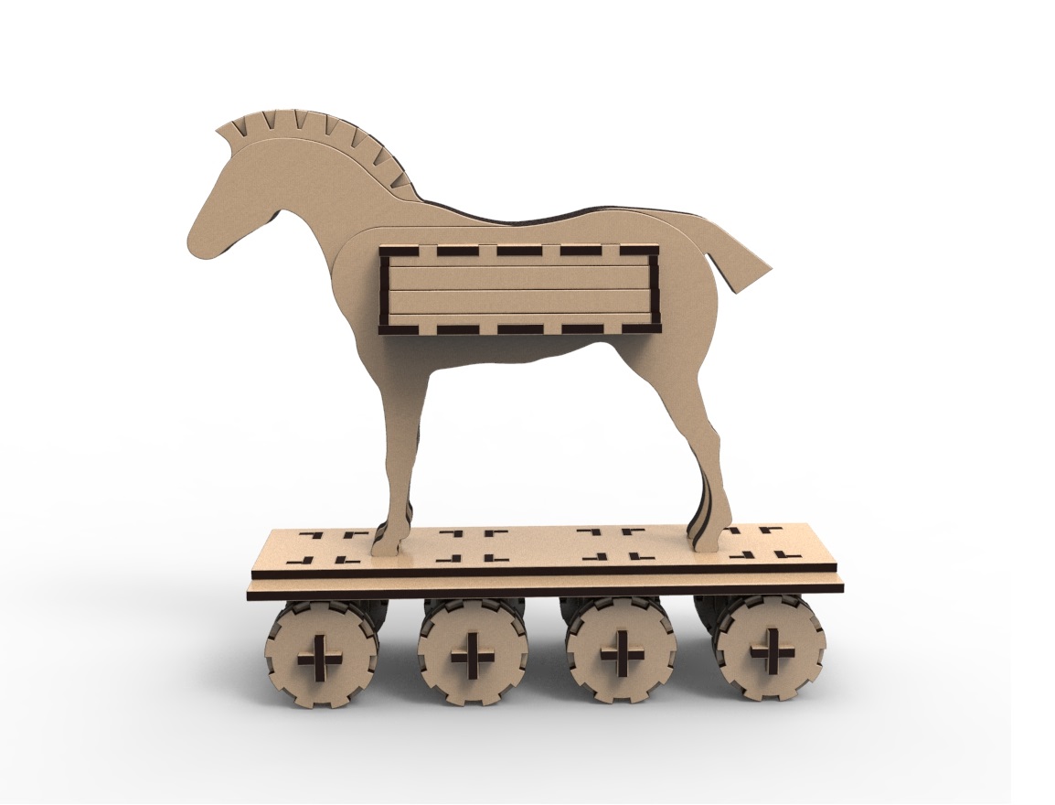 Laser Cut Trojan Horse Free Vector