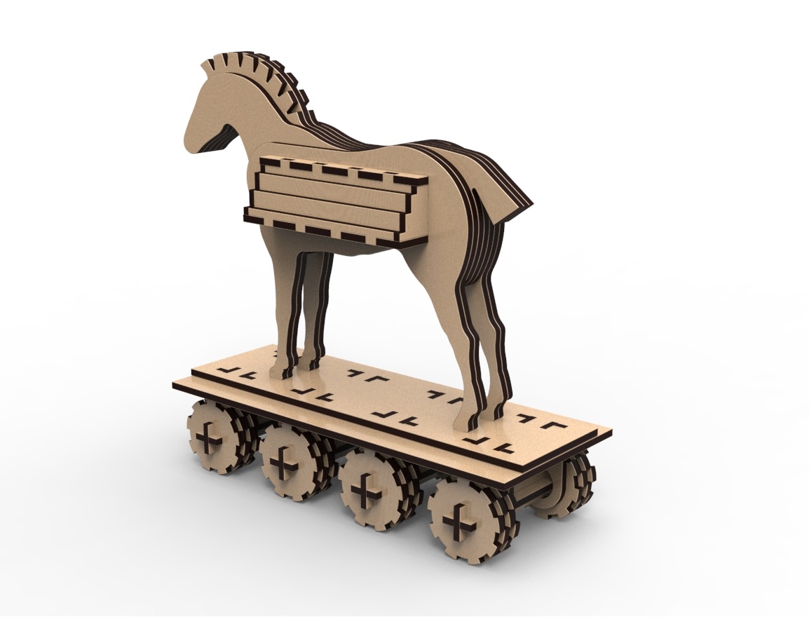 Laser Cut Trojan Horse Free Vector