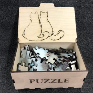 Laser Cut Jigsaw Puzzle Box With Jigsaw Puzzle Pattern DXF File