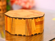 Laser Cut Octagon Wooden Box Free Vector