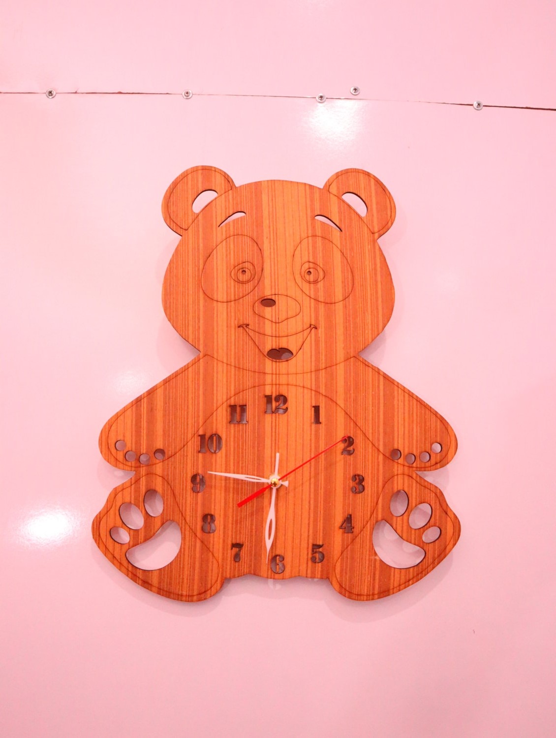 Laser Cut Wooden Bear Wall Clock Free Vector