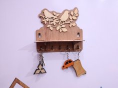 Laser Cut Bird Key Holder 3mm Free Vector