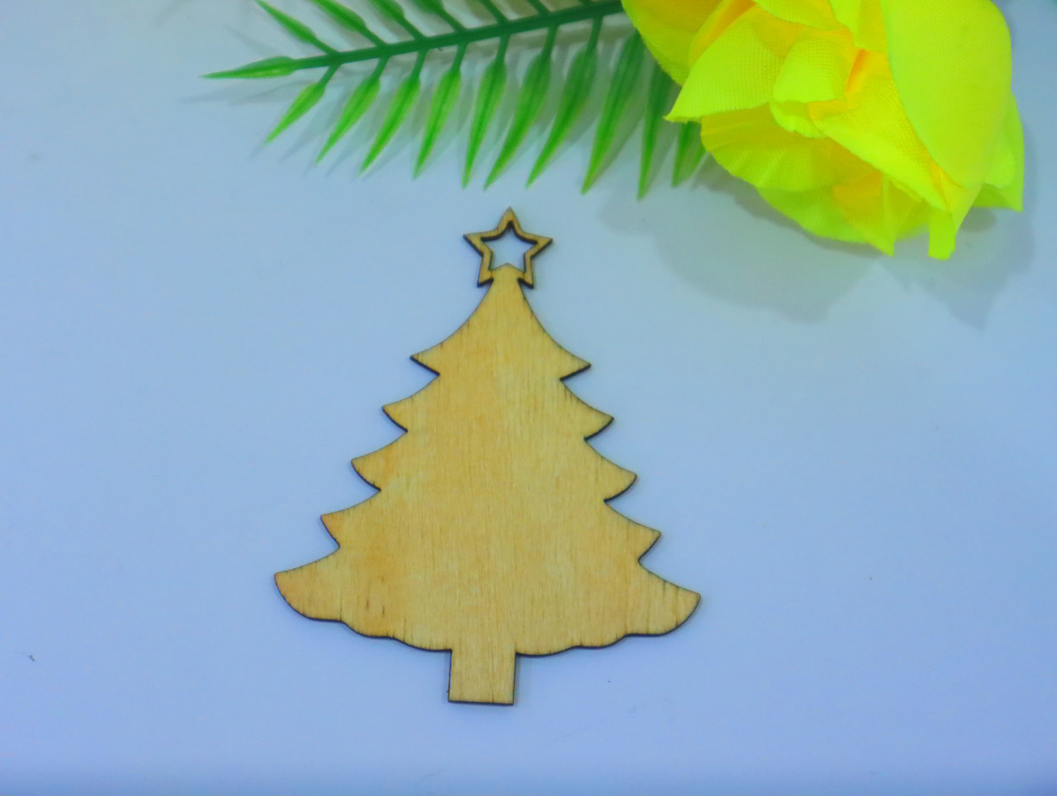 Laser Cut Christmas Tree Wooden Blank Shape Hanging Ornament Free Vector
