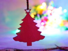 Laser Cut Christmas Tree Wooden Blank Shape Hanging Ornament Free Vector