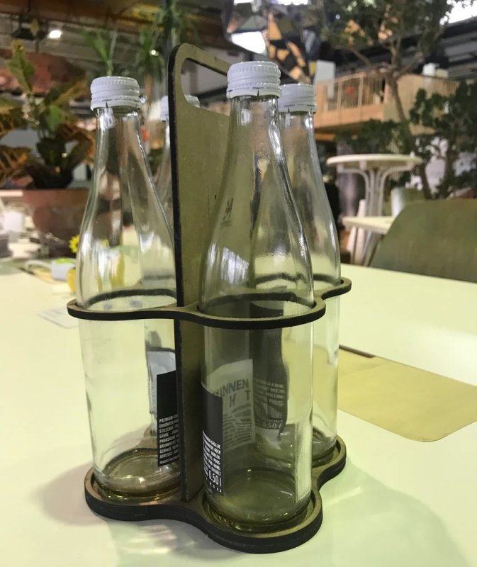 Laser Cut 4-Bottle Crate DXF File Free Download - 3axis.co - 3D model önizlemesi