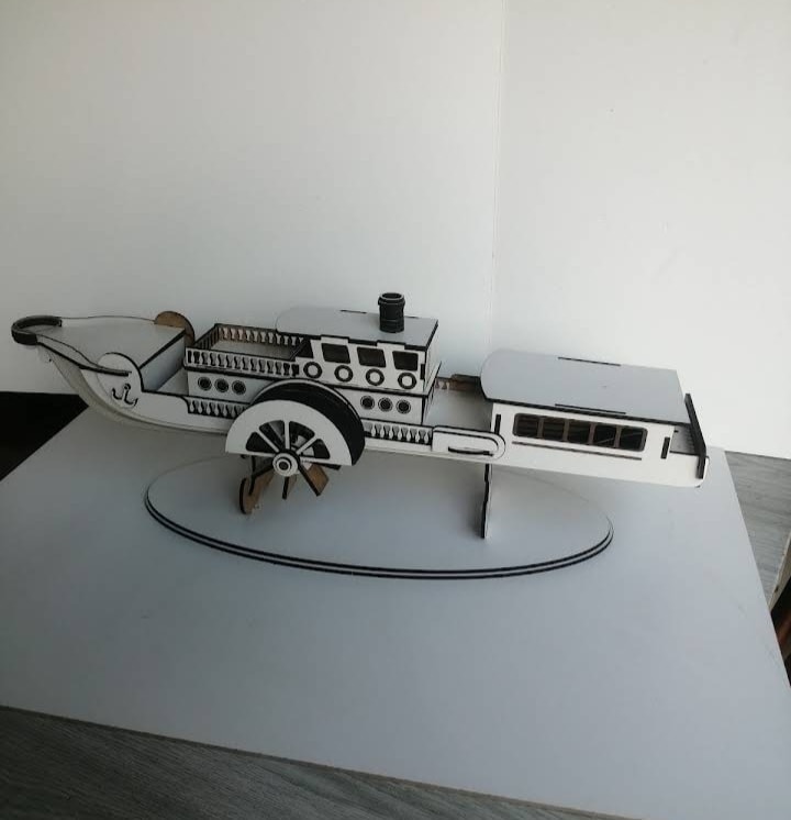 Laser Cut Paddle Steam Boat Free Vector cdr Download - 3axis.co - 3D model önizlemesi