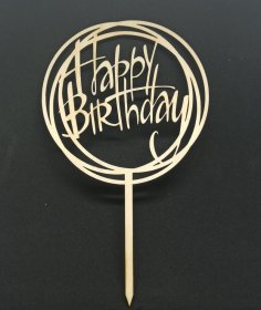 Laser Cut Decor Happy Birthday Cake Topper Free Vector