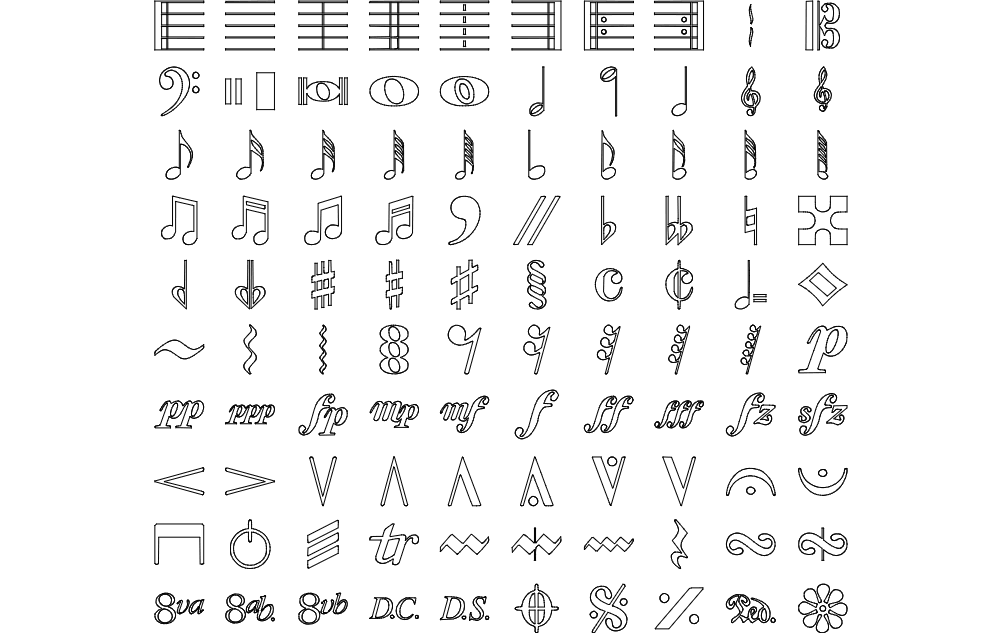Music Symbols dxf File Free Download - 3axis.co