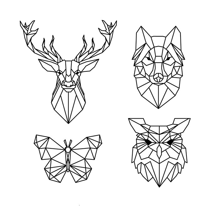 Polygonal Geometric Animals Free Vector cdr Download 3axis.co