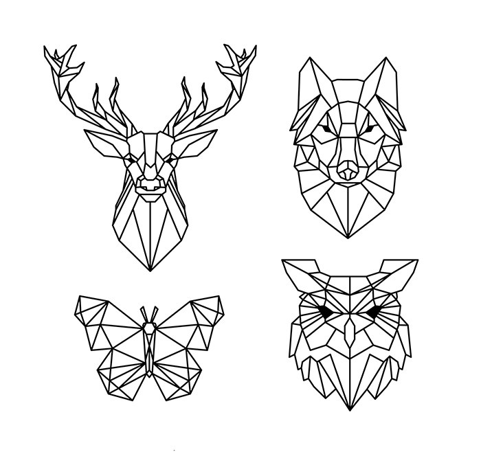 Polygonal Geometric Animals Free Vector cdr Download - 3axis.co