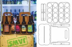 Laser Cut Wooden Bottle Caddy Six-Pack Beer Carrier Free Vector