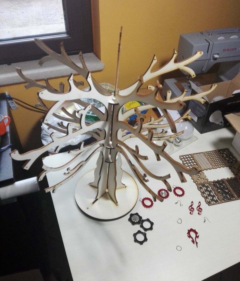 Laser Cut Tree Jewelry Stand DXF File