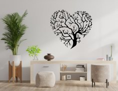 Laser Cut Heart Shaped Tree Of Life Wall Plaque Decor Free Vector