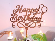 Laser Cut Birthday Cake Topper Free Vector