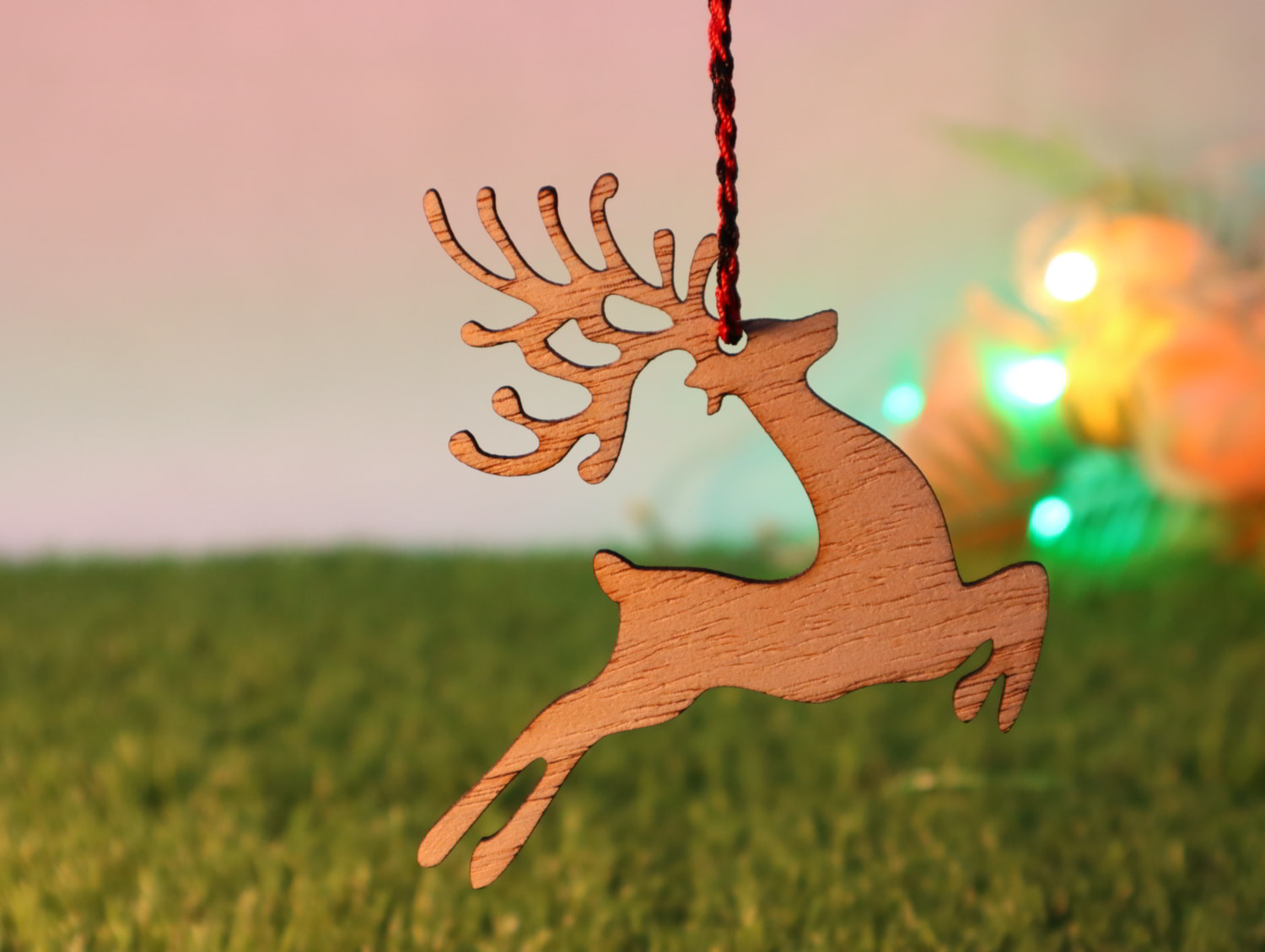 Laser Cut Reindeer Christmas Tree Ornament Free Vector