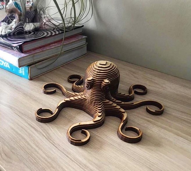 Laser Cut Octopus Layered Wooden DXF File Free Download - 3axis.co