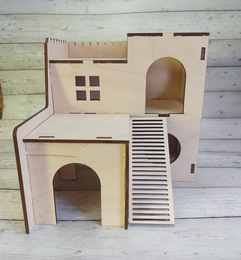 Laser Cut Hamster House With Wheel Free Vector