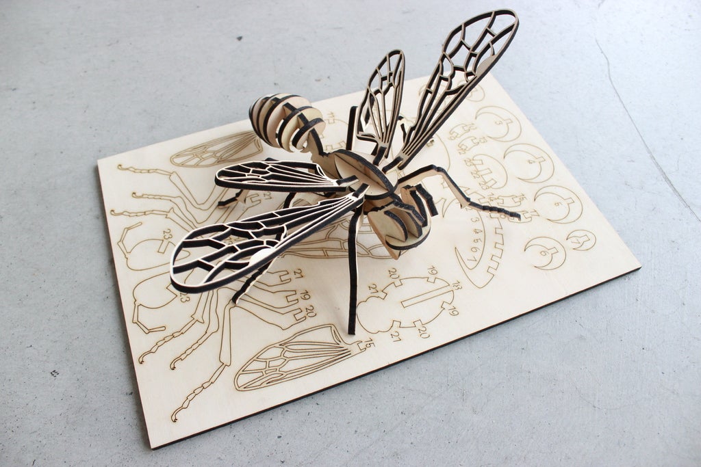 Laser Cut Bee Puzzle 4mm Plywood Free Vector