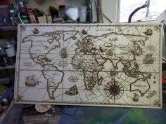 Laser Engraved World Map Free Vector