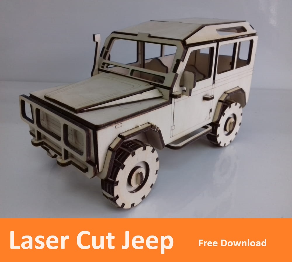 Laser Cut Jeep Wooden Model DXF File Free Download 3axis.co