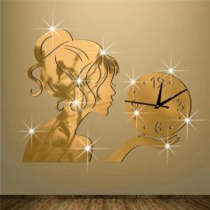Laser Cut Fashion Girl Wall Clock Free Vector