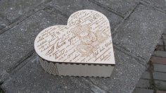 Laser Cut Heart Gift Box with Hinge Free Vector