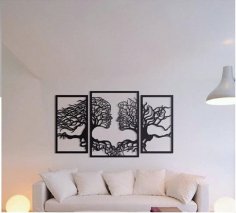 Laser Cut Wall Art Tree Couple Face Shape Free Vector