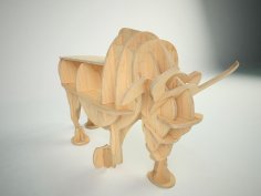Laser Cut Wooden Charging Bull Shelf Free Vector