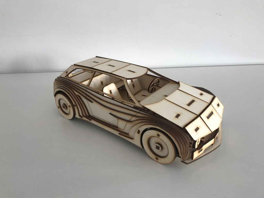Laser Cut Volkswagen Golf Wooden Toy Car Free Vector cdr Download - 3axis.co - 3D model önizlemesi
