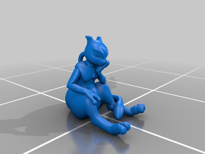 Mewtwo Thinker 3D Printer Model Download Free STL File - 3axis.co