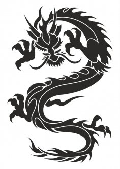 Chinese Dragon Silhouette Tattoo Tribal Vector Free Vector