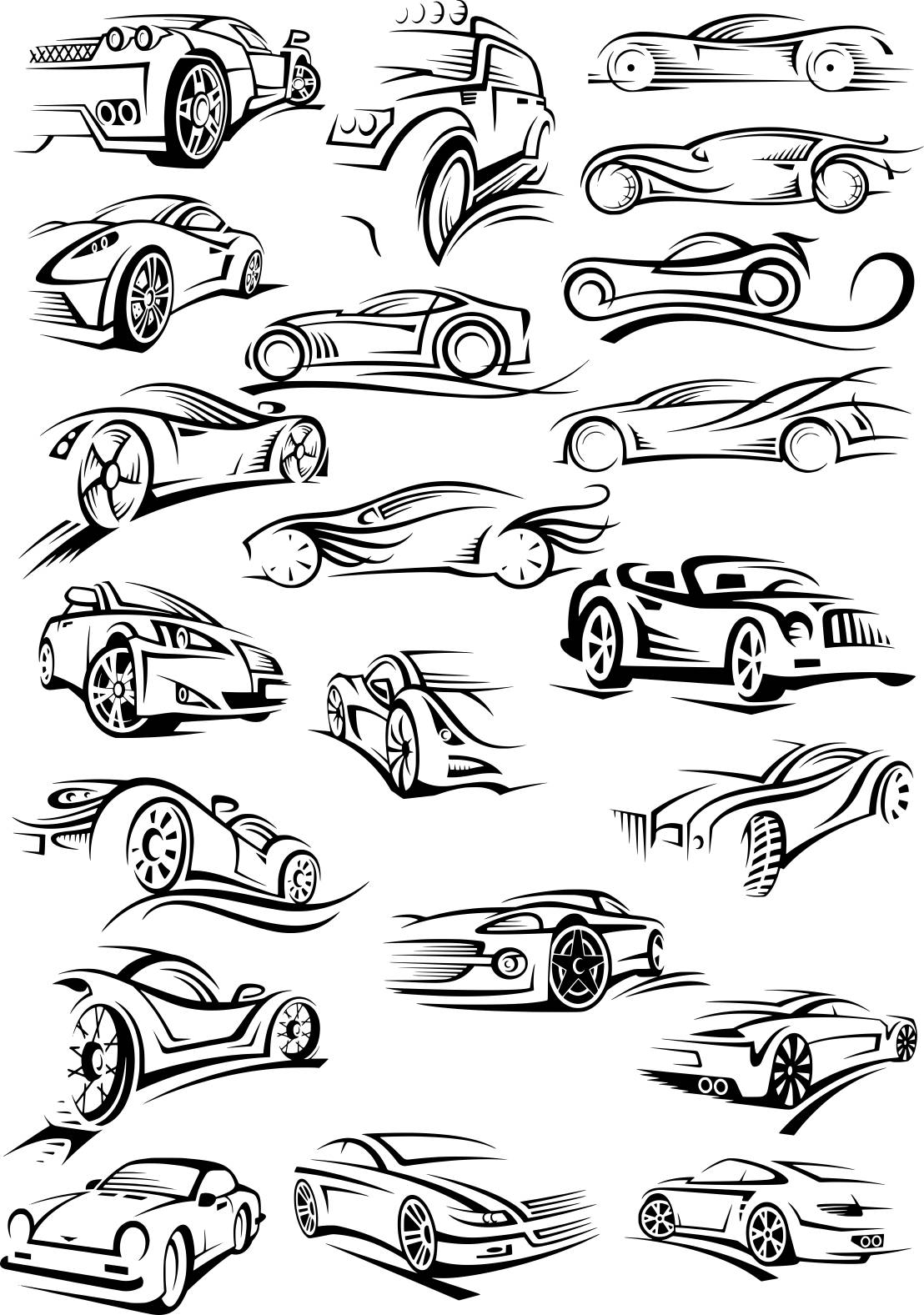 Cars Silhouette Stickers Free Vector cdr Download - 3axis.co