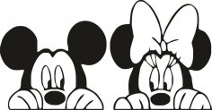 Mickey and Minnie mouse slihouette vector Free Vector