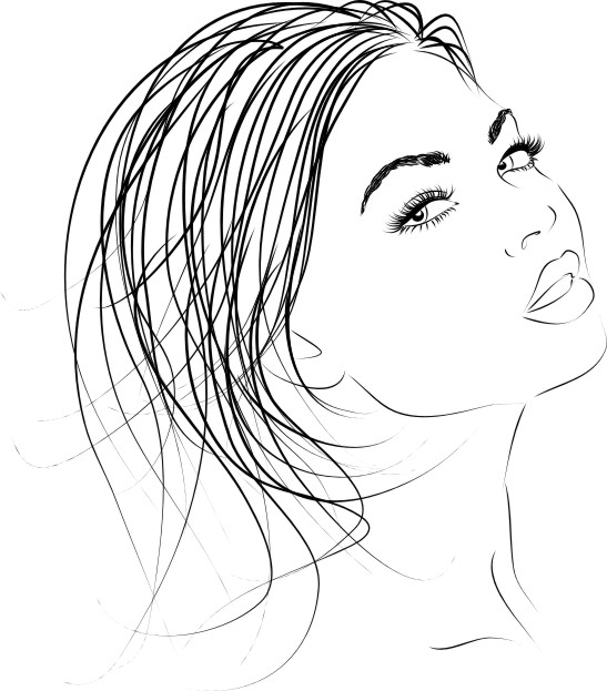 Beautiful woman outline Vector Clip Art Free Vector cdr Download - 3axis.co