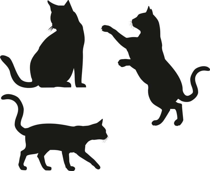 Silhouette of two cats Royalty Free Vector Image