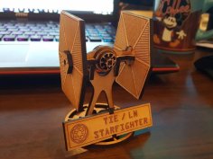 Laser Cut TIE Fighter With Stand Free Vector