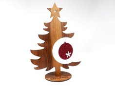 Laser Cut Christmas Tree With Acrylic Ornament Free Vector