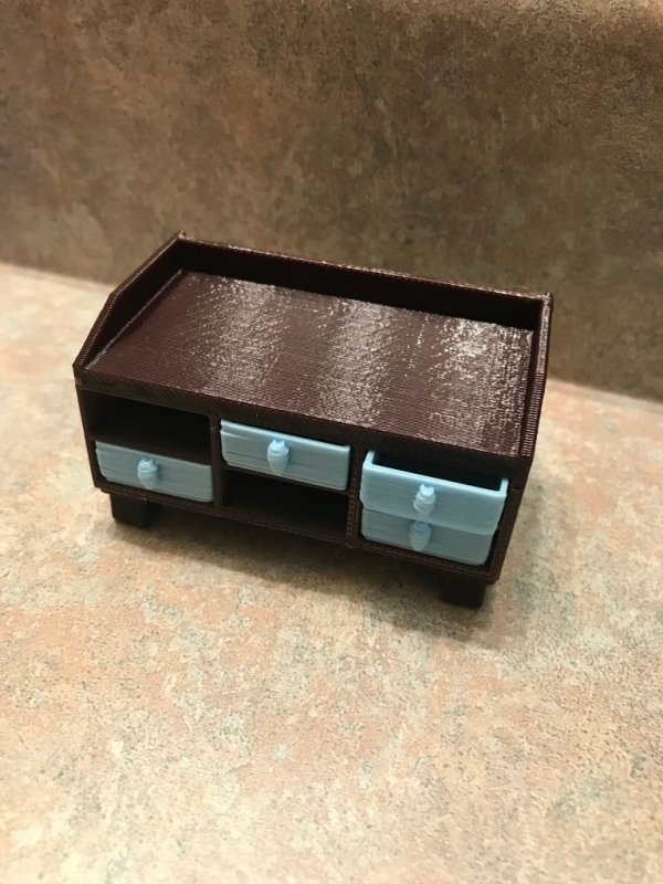 Dollhouse Dresser With Drawers Change Table 3D Printer Model Download