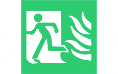 high safety fire exit symbol with flames left sign dxf File