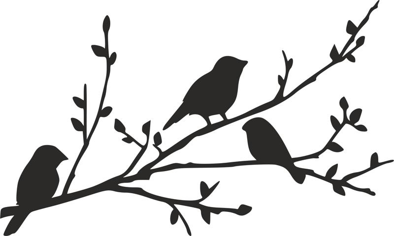 Download Birds on Branch silhouette stencil dxf File Free Download ...