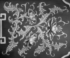 Floral Wood Carving Grayscale BMP File