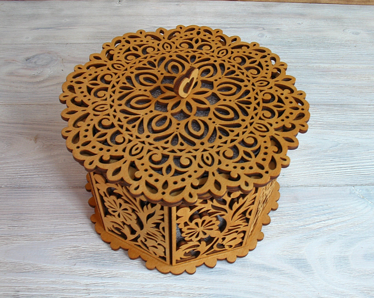 Laser Cut Decorative Basket With Lid Octagon Basket Free Vector
