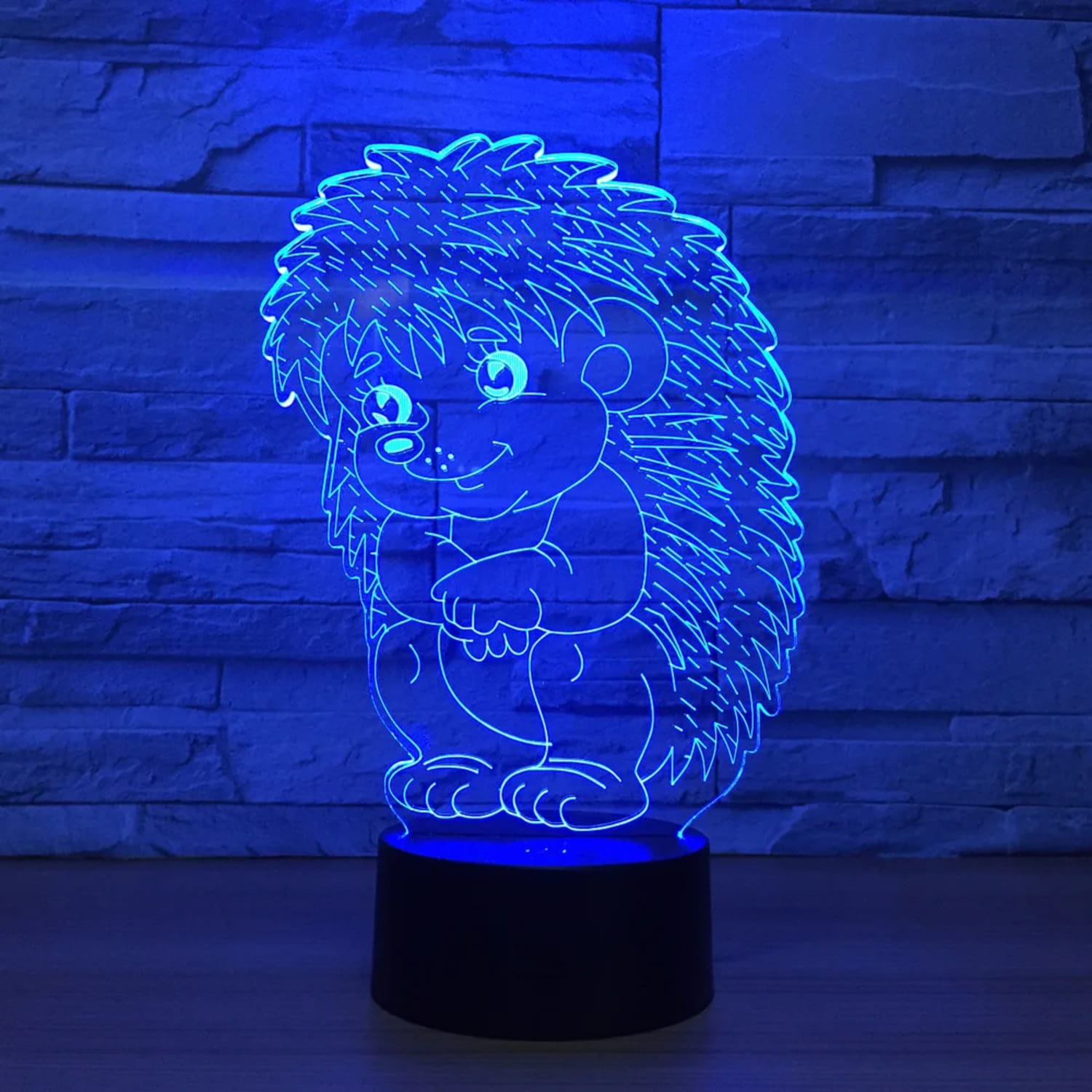 Laser Cut Hedgehog Acrylic 3D Illusion Night Light Free Vector
