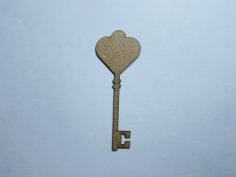 Laser Cut Heart Key Shape Unfinished Wood Heart Key Cutout Free Vector